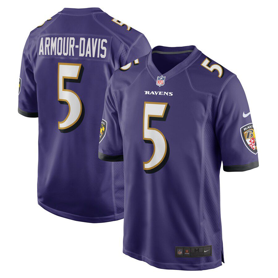 Men Baltimore Ravens 5 Jalyn Armour-Davis Nike Purple Game Player NFL Jersey